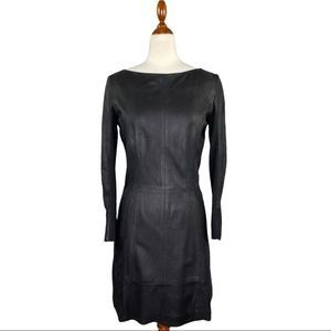 Bod & Christensen Black Long Sleeve Stretch Leather Mini Dress Size 6